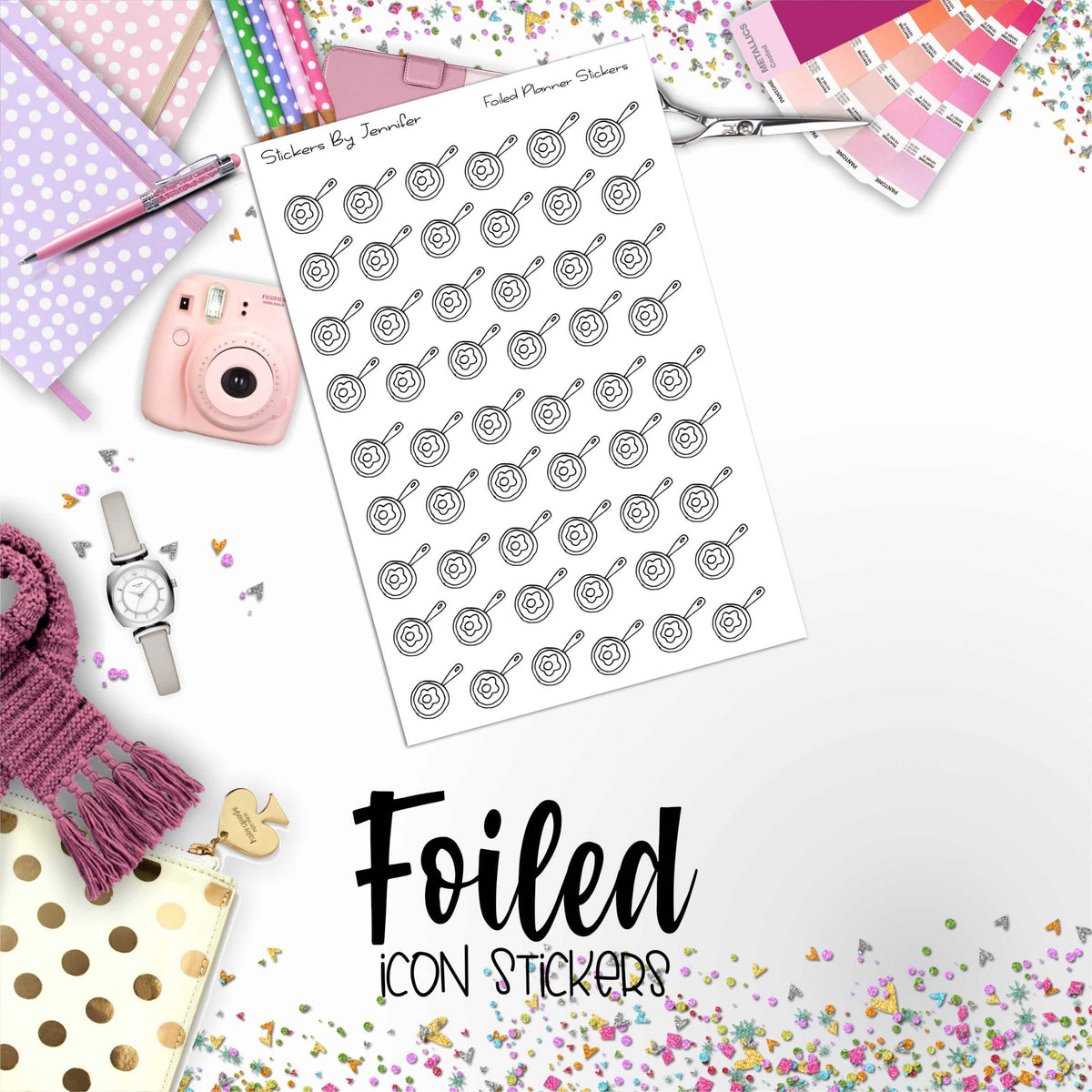Frying Pan Foiled Sticker Sheet