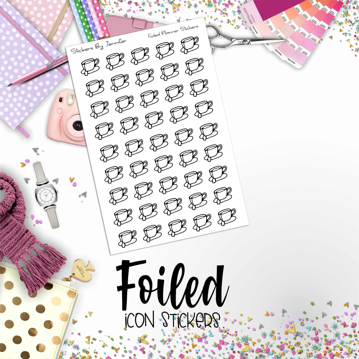 Tea Foiled Functional Sticker Sheet