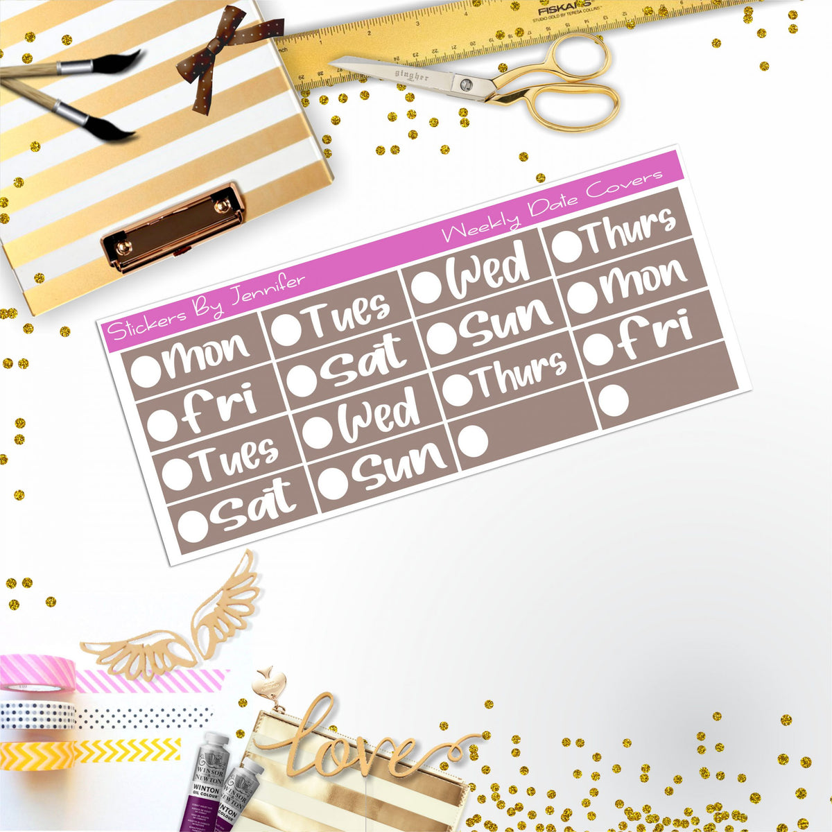 Weekly Date Covers R100 Planner Stickers, Journal Stickers, Functional Planner Stickers, Stationary Stickers