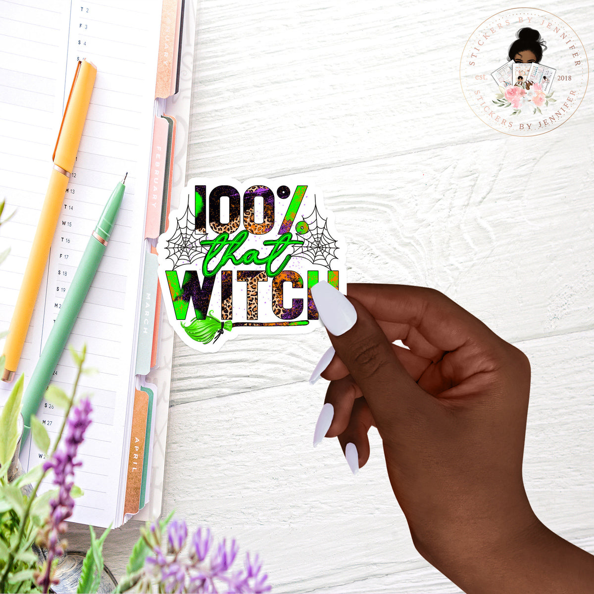 100% Witch Vinyl Sticker