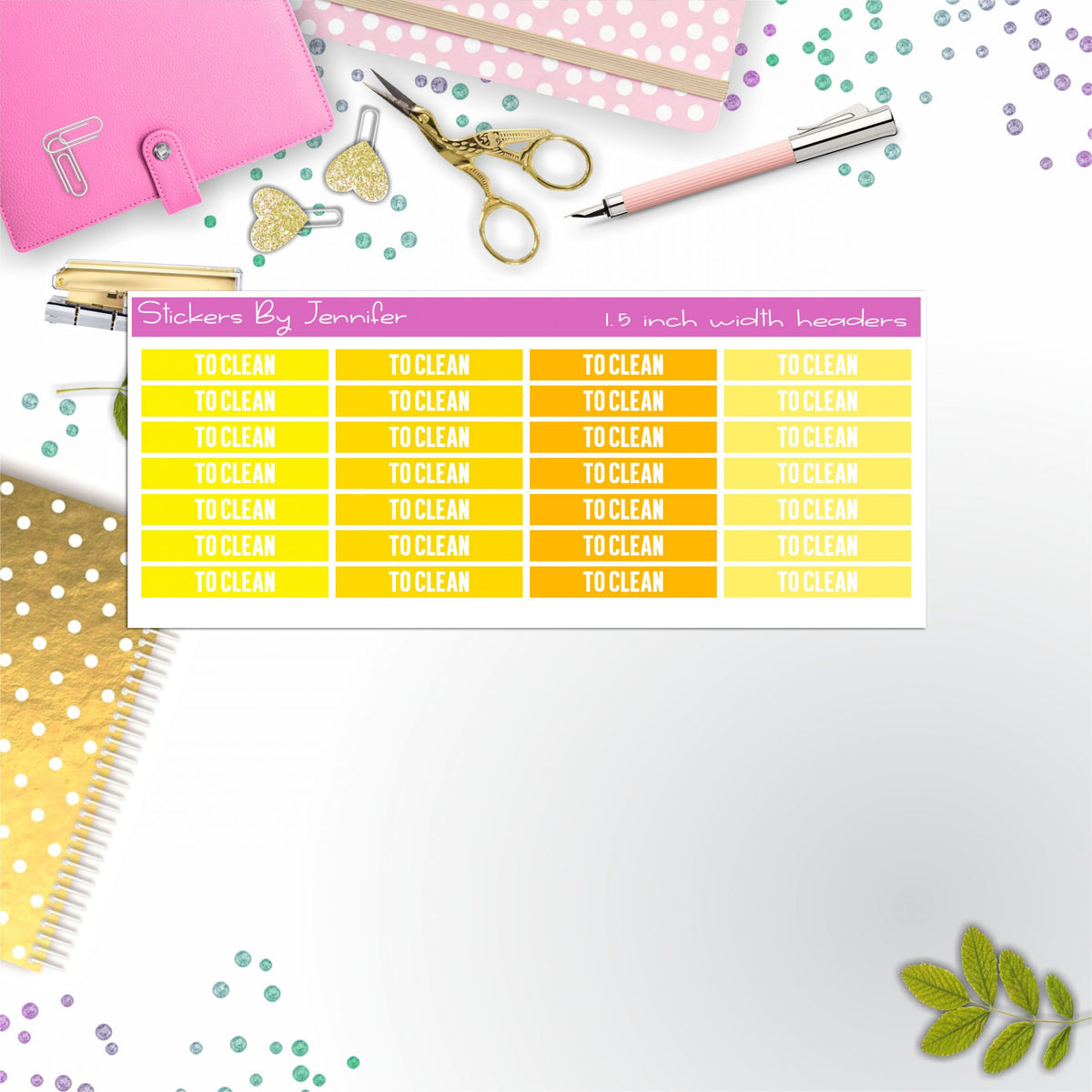 To Clean 011 Planner Headers, Planner Stickers, Journal Stickers, Functional Planner Stickers, Stationary Stickers