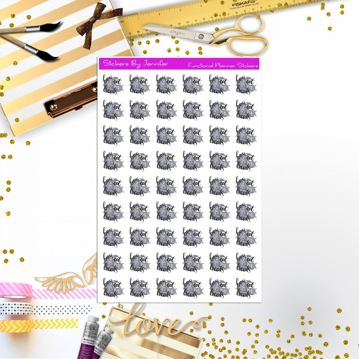 Buy Cat Treats Icon Stickers, Planner Stickers, Journal Stickers, Functional Planner Stickers, Stationary Stickers