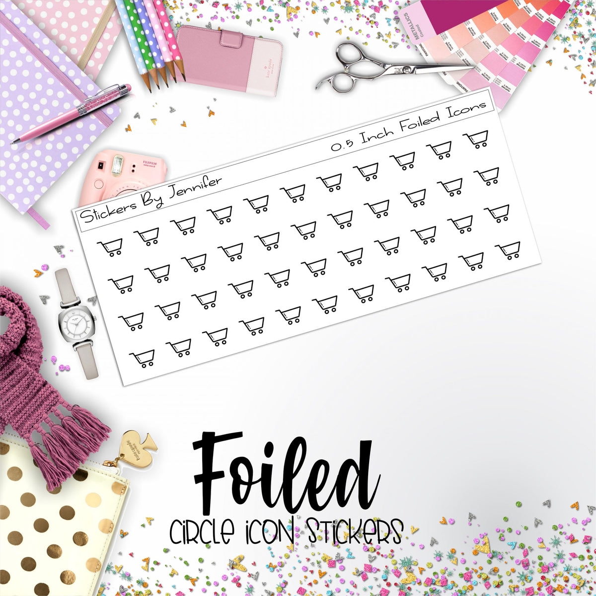 Shopping Cart P-111 Functional Icons Sticker Sheet