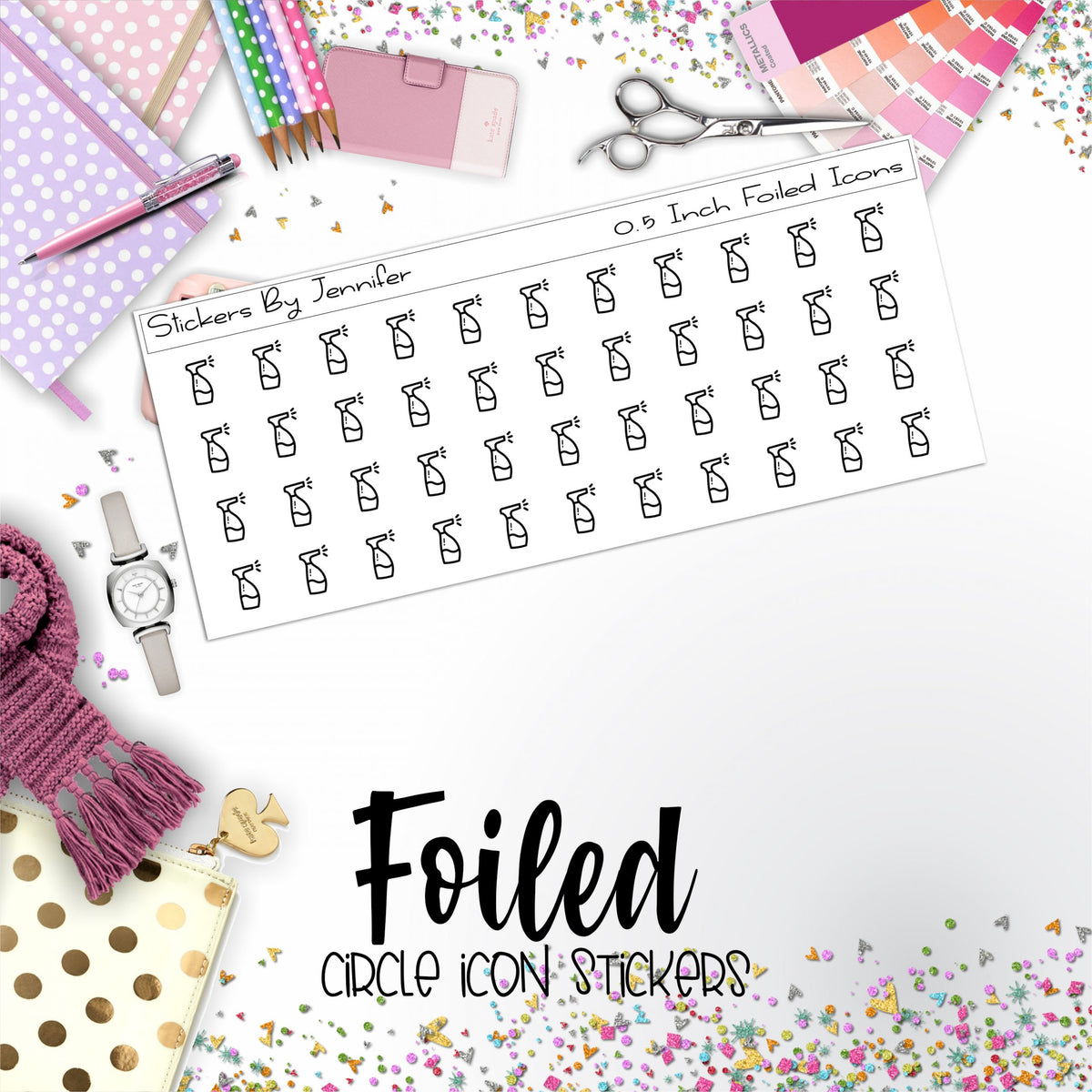 Cleaning P-129 Functional Icons Sticker Sheet