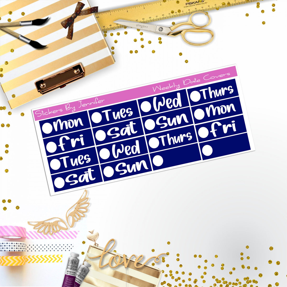 Weekly Date Covers R013 Planner Stickers, Journal Stickers, Functional Planner Stickers, Stationary Stickers