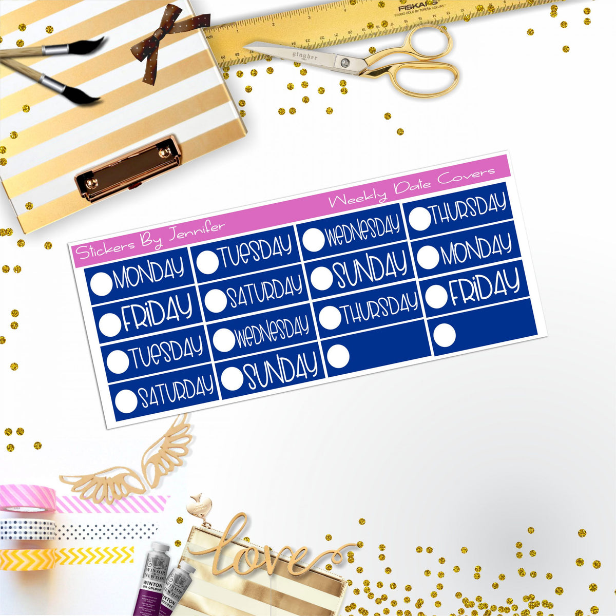 Weekly Date Covers P014 Planner Stickers, Journal Stickers, Functional Planner Stickers, Stationary Stickers