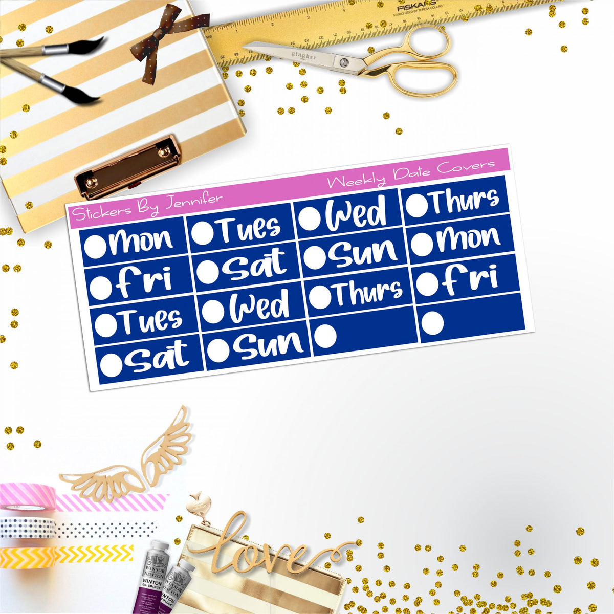 Weekly Date Covers R014 Planner Stickers, Journal Stickers, Functional Planner Stickers, Stationary Stickers