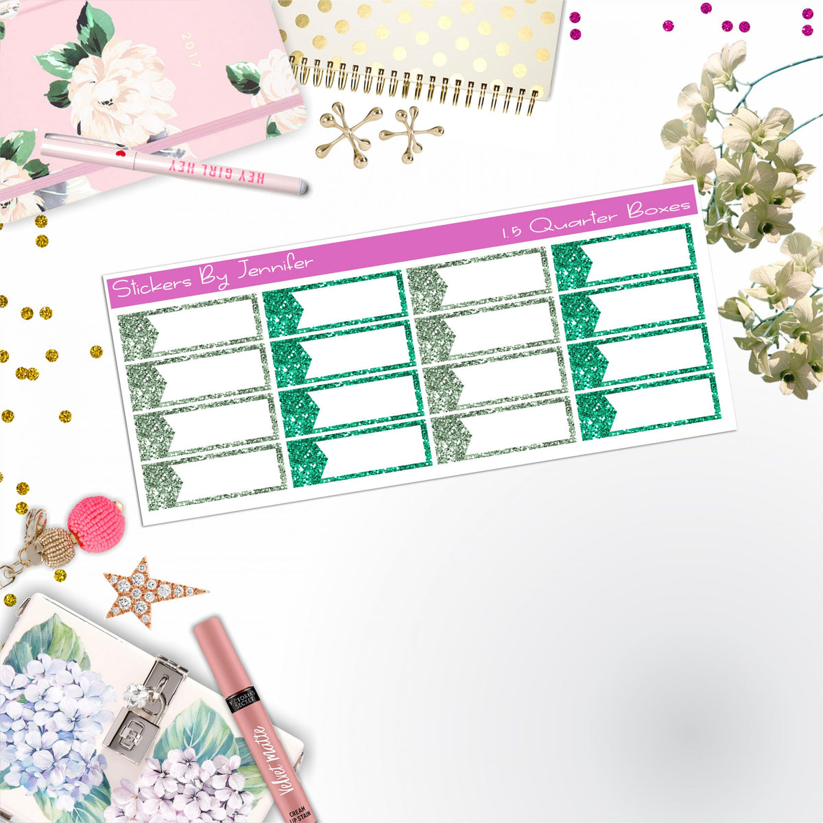 Quarter Boxes 014 Planner Stickers, Journal Stickers, Functional Planner Stickers, Stationary Stickers