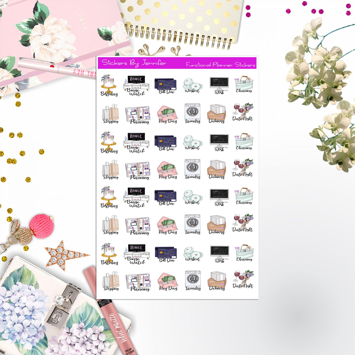 General Icon Stickers, Planner Stickers, Journal Stickers, Functional Planner Stickers, Stationary Stickers