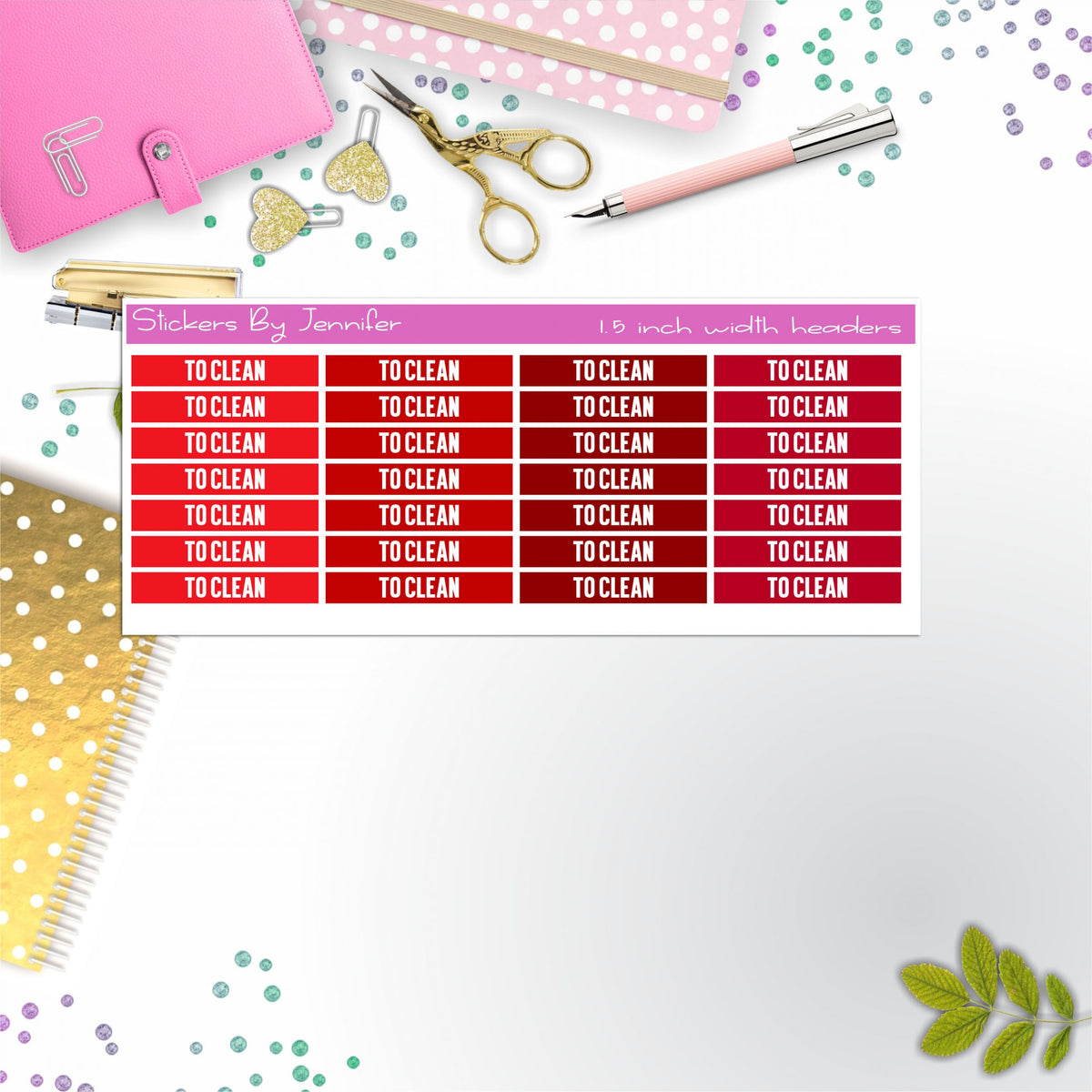 To Clean 014 Planner Headers, Planner Stickers, Journal Stickers, Functional Planner Stickers, Stationary Stickers