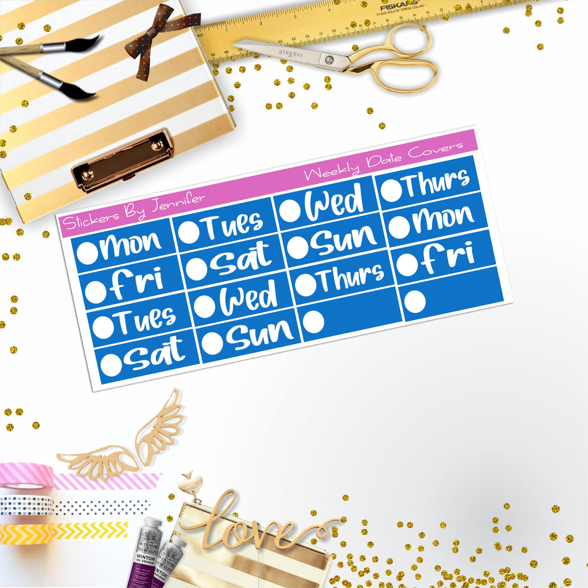Weekly Date Covers R015 Planner Stickers, Journal Stickers, Functional Planner Stickers, Stationary Stickers