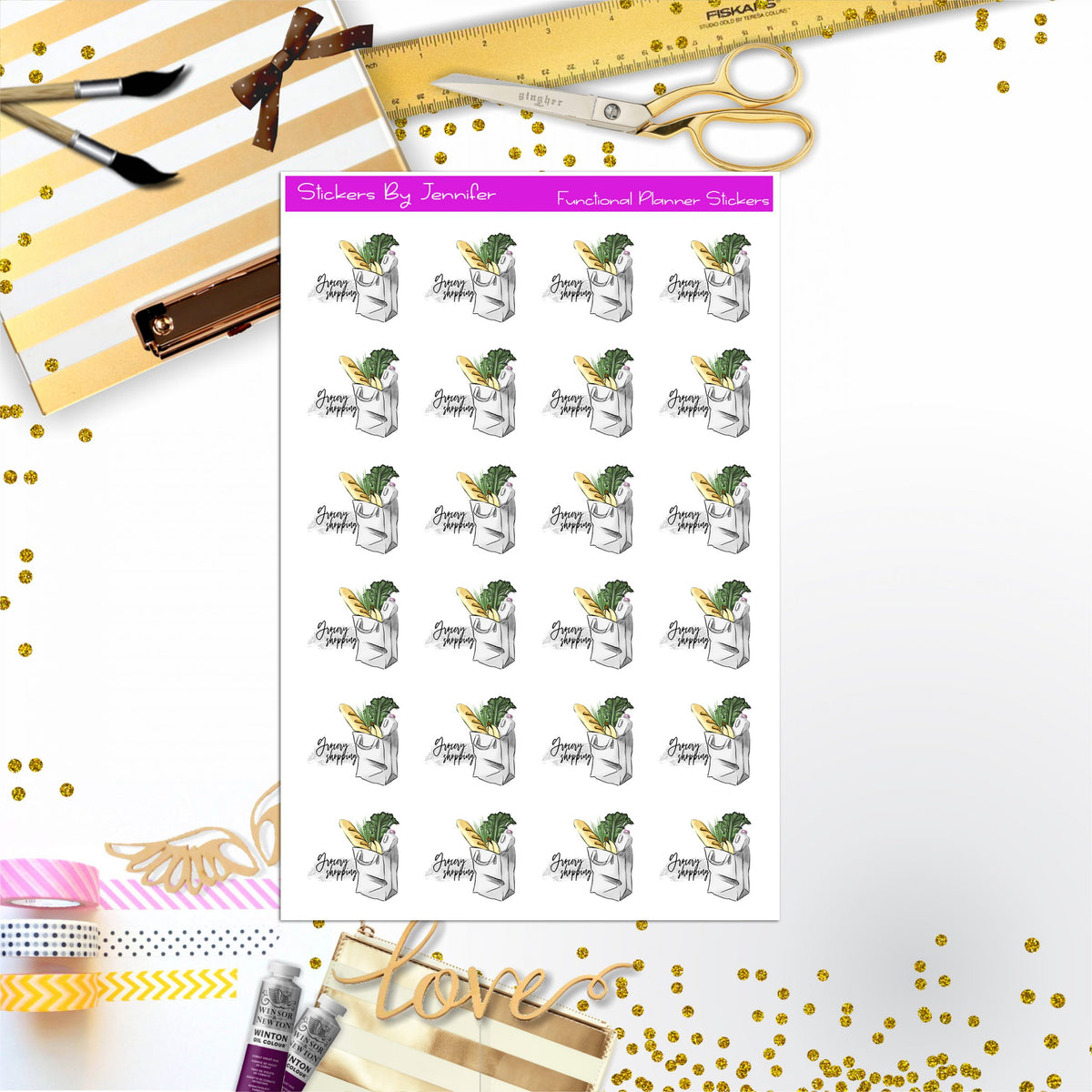 Grocery Shopping Stickers, Planner Stickers, Journal Stickers, Functional Planner Stickers, Stationary Stickers