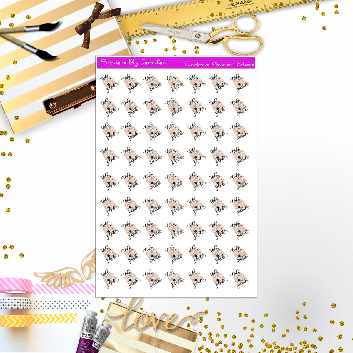 Take Photo Icon Stickers, Planner Stickers, Journal Stickers, Functional Planner Stickers, Stationary Stickers