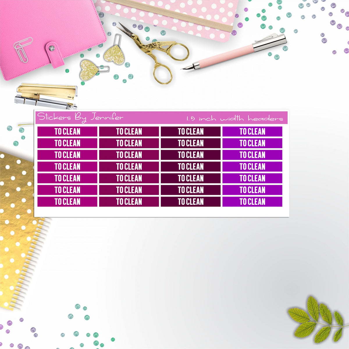 To Clean 016 Planner Headers, Planner Stickers, Journal Stickers, Functional Planner Stickers, Stationary Stickers