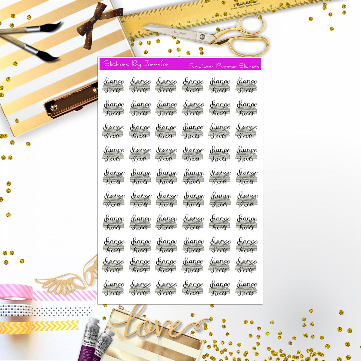 Change Sheets Icon Stickers, Planner Stickers, Journal Stickers, Functional Planner Stickers, Stationary Stickers