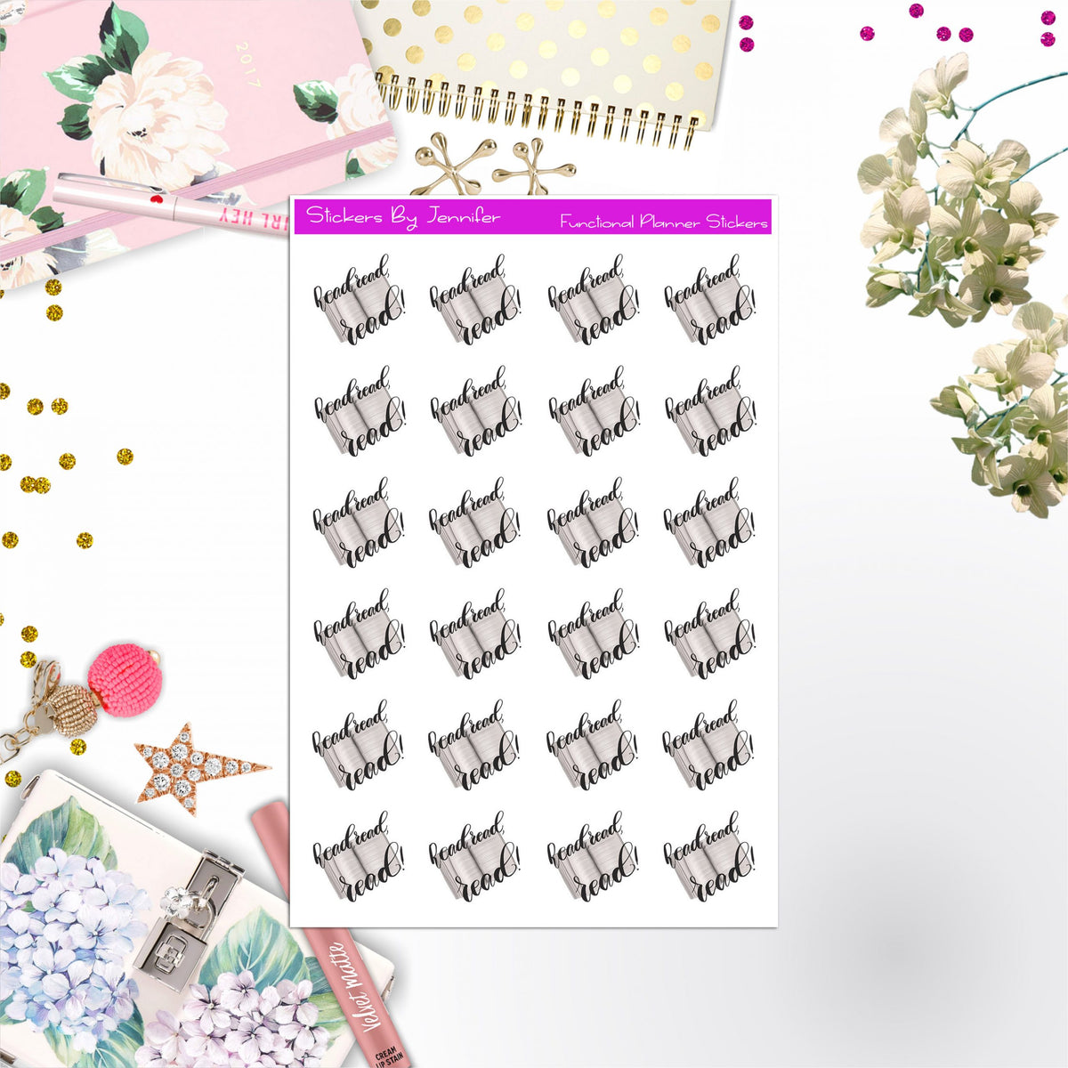 Read Icon Stickers, Bullet Journal Stickers, Functional Planner Stickers, Stationary Stickers