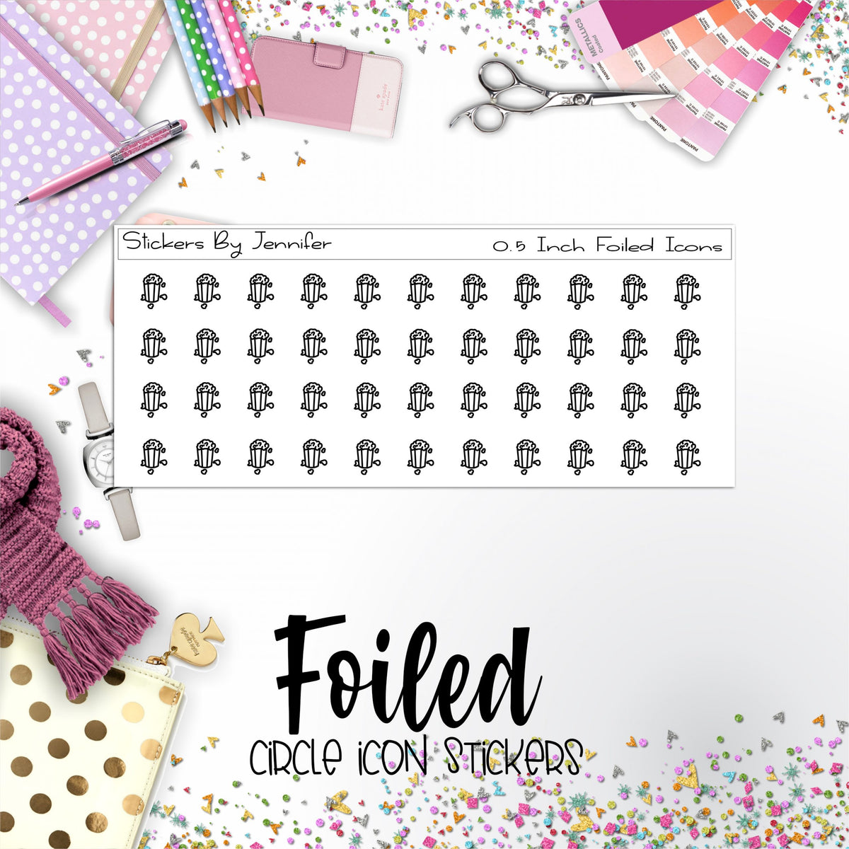 Popcorn P-176 Functional Icons Sticker Sheet