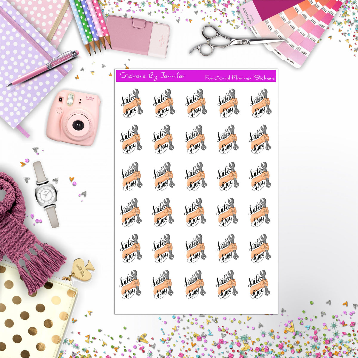 Labor Day Icon Planner Stickers, Bullet Journal Stickers, Functional Planner Stickers, Stationary Stickers
