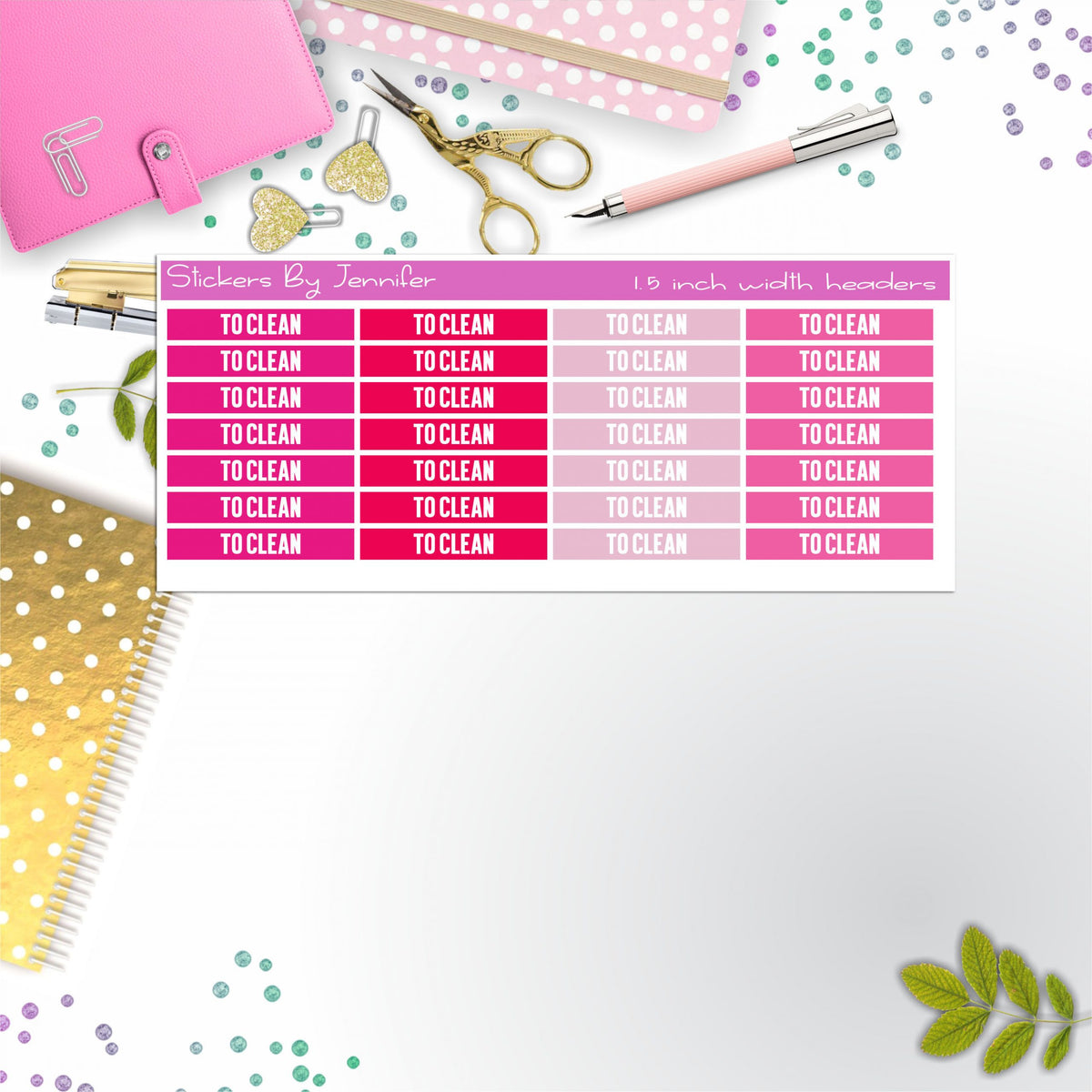 To Clean 019 Planner Headers, Planner Stickers, Journal Stickers, Functional Planner Stickers, Stationary Stickers