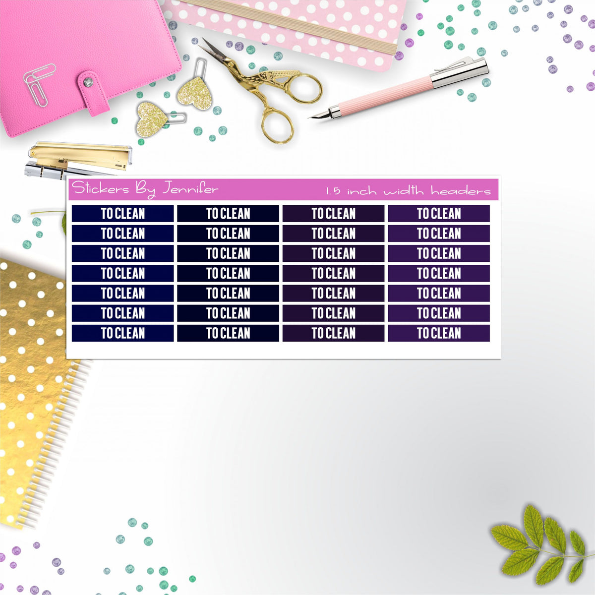 To Clean 002 Planner Headers, Planner Stickers, Journal Stickers, Functional Planner Stickers, Stationary Stickers