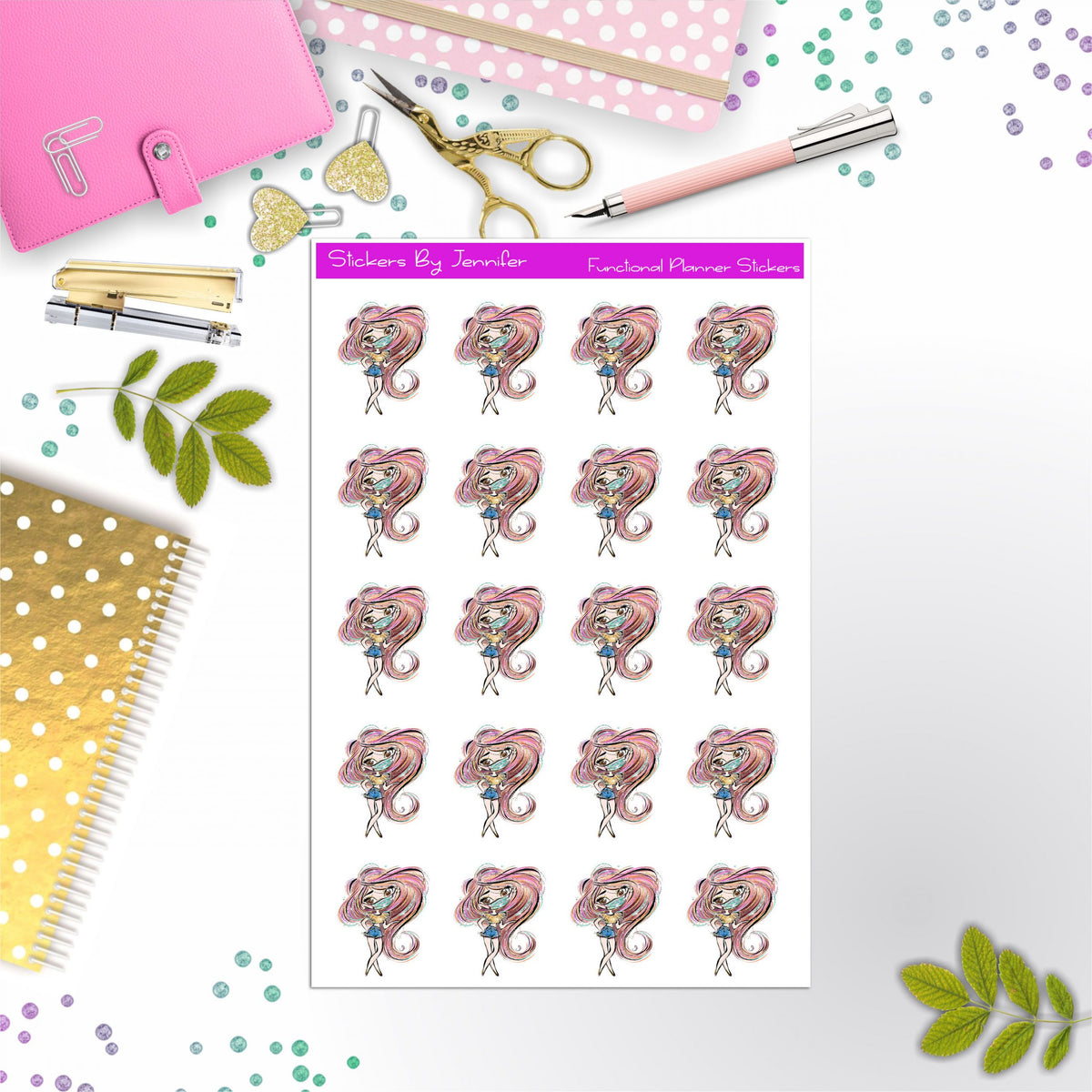 Face Mask Girl Planner Stickers, Bullet Journal Stickers, Functional Planner Stickers, Stationary Stickers
