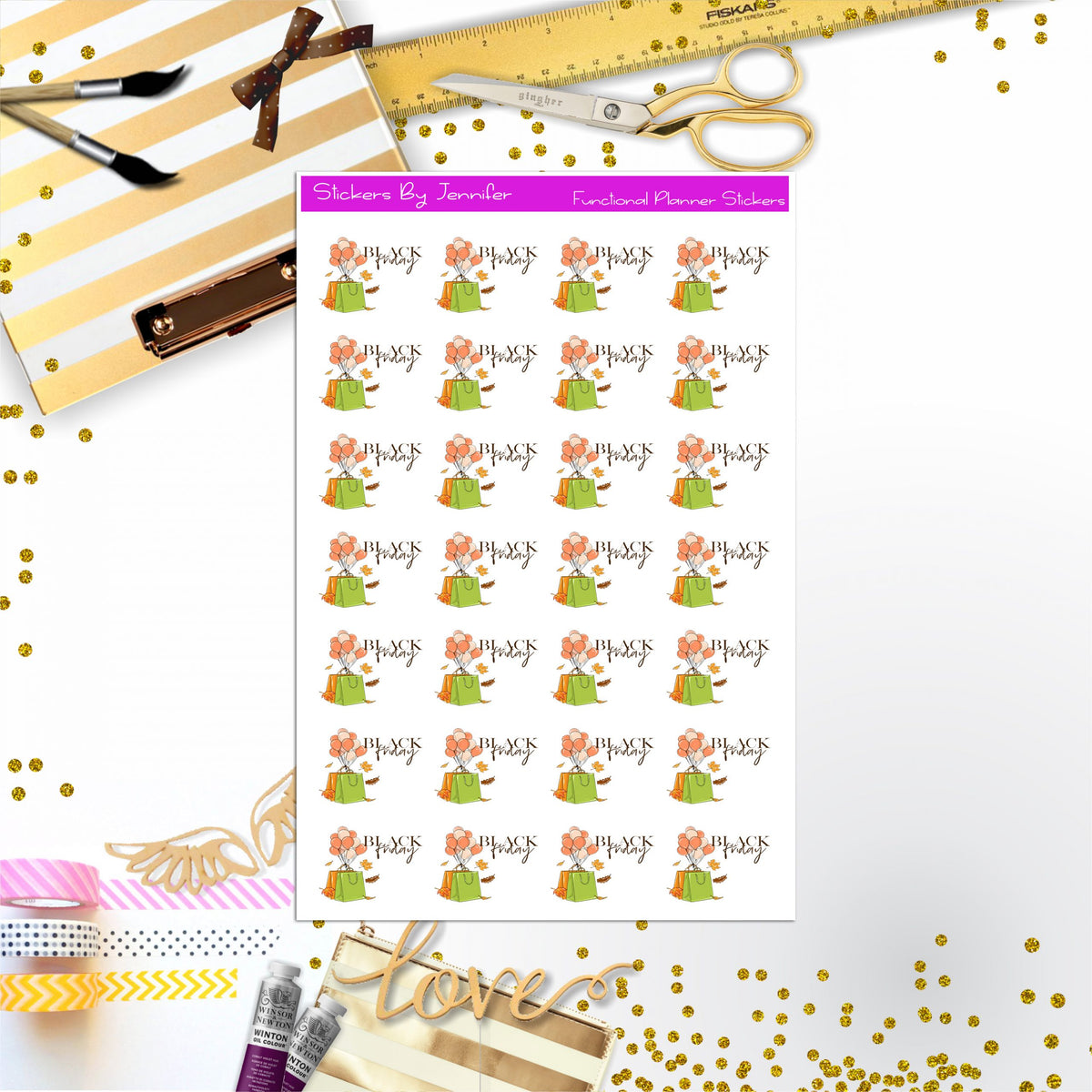Black Friday Stickers, Planner Stickers, Journal Stickers, Functional Planner Stickers, Stationary Stickers