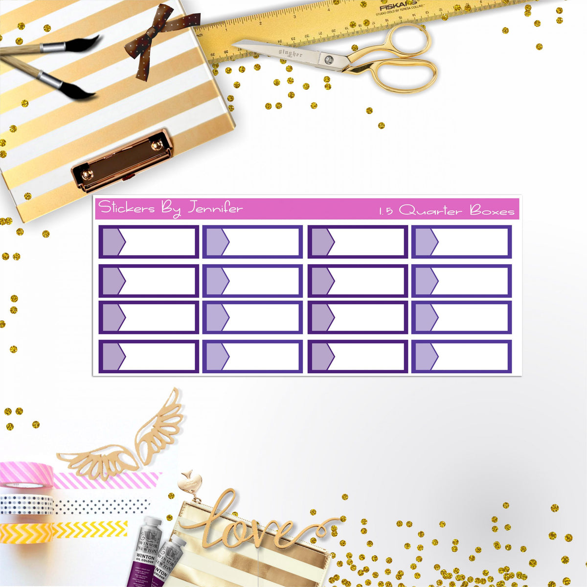 Quarter Boxes 002 Planner Stickers, Journal Stickers, Functional Planner Stickers, Stationary Stickers