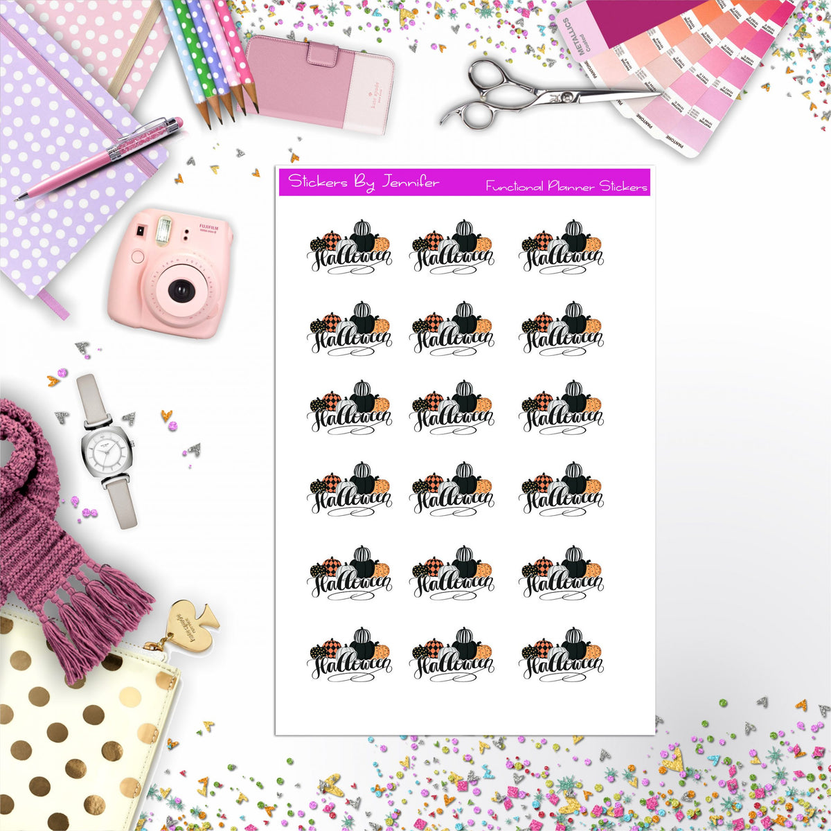 Halloween Icon Planner Stickers, Bullet Journal Stickers, Functional Planner Stickers, Stationary Stickers