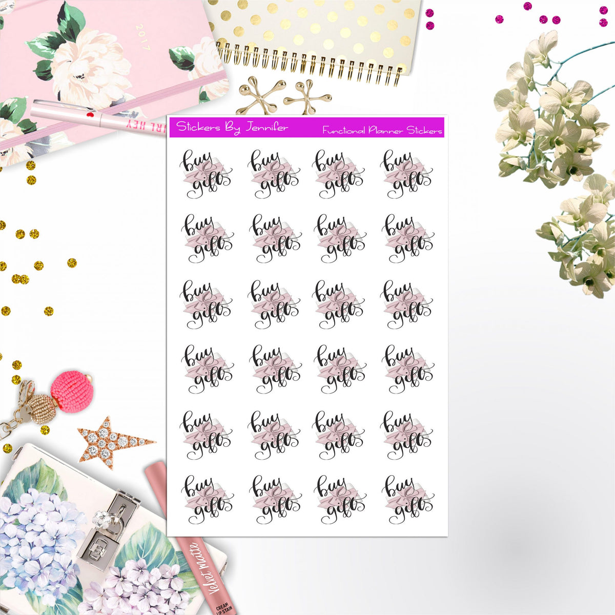 Buy Gifts Icon Stickers, Bullet Journal Stickers, Functional Planner Stickers, Stationary Stickers
