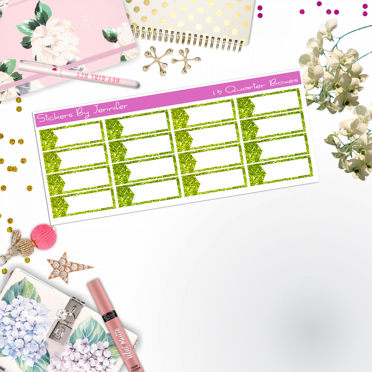 Quarter Boxes 020 Planner Stickers, Journal Stickers, Functional Planner Stickers, Stationary Stickers