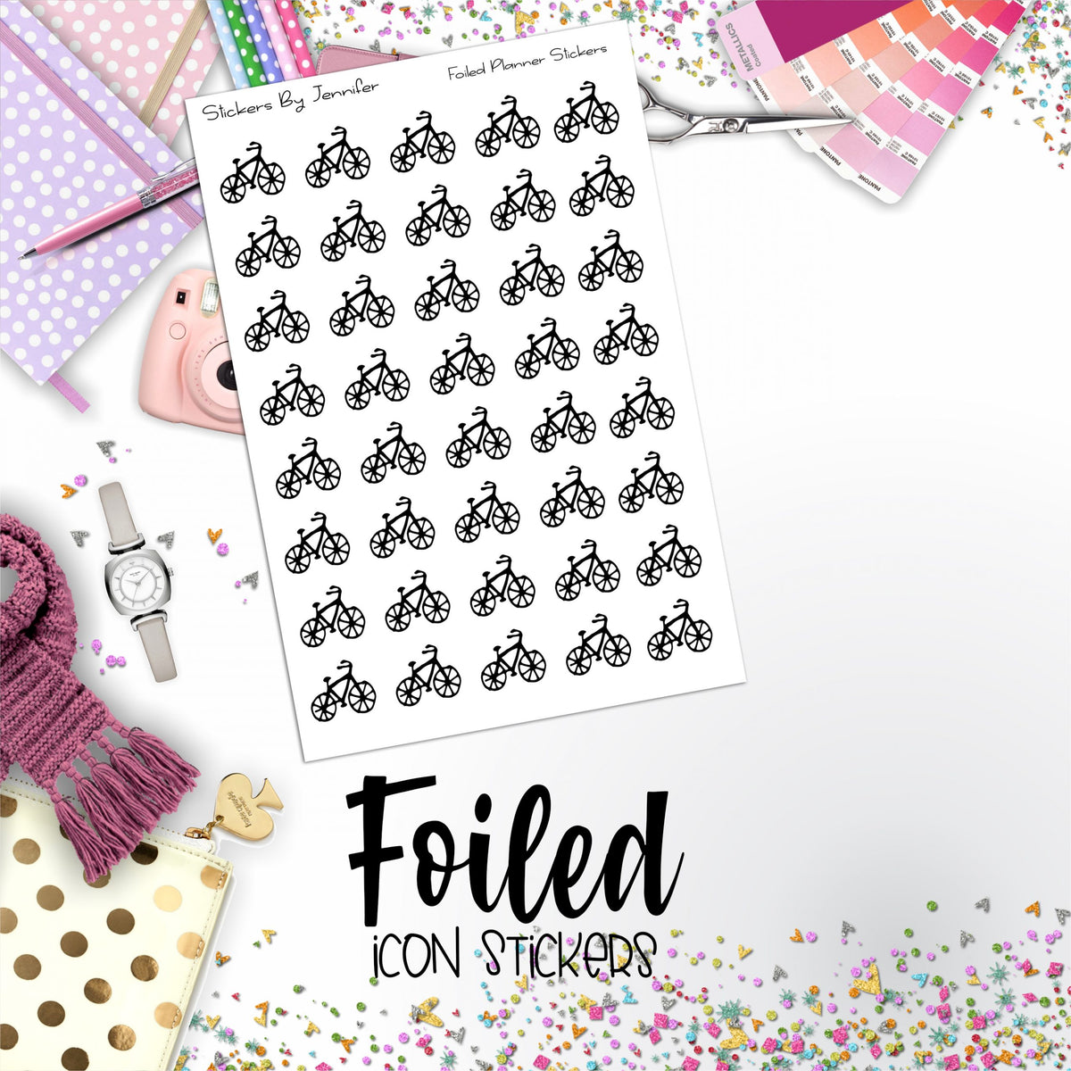 Bike Foiled Functional Sticker Sheet