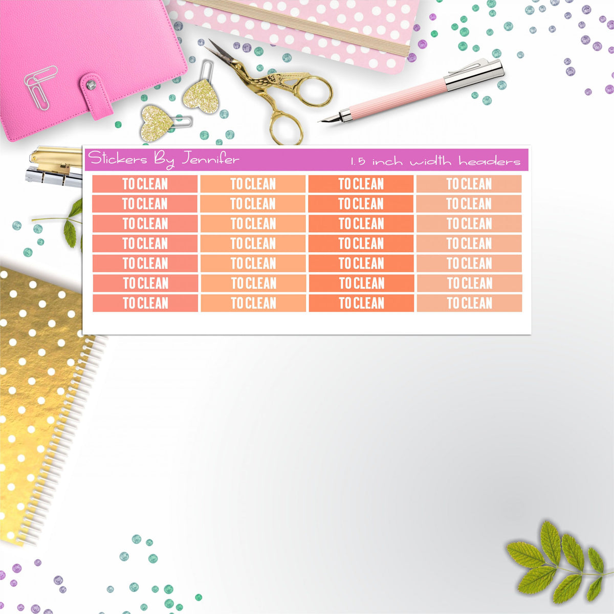 To Clean 022 Planner Headers, Planner Stickers, Journal Stickers, Functional Planner Stickers, Stationary Stickers
