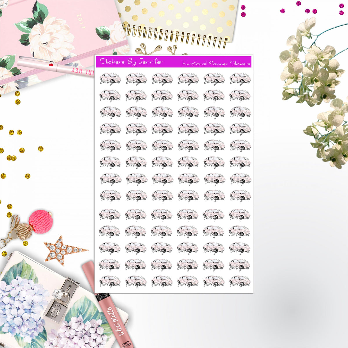 Car Payment Stickers, Planner Stickers, Journal Stickers, Functional Planner Stickers, Stationary Stickers
