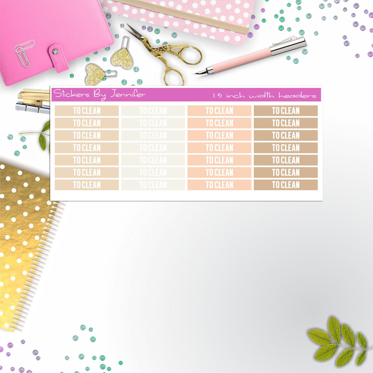 To Clean 023 Planner Headers, Planner Stickers, Journal Stickers, Functional Planner Stickers, Stationary Stickers