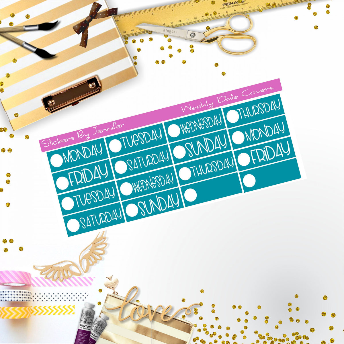 Weekly Date Covers P024 Planner Stickers, Journal Stickers, Functional Planner Stickers, Stationary Stickers