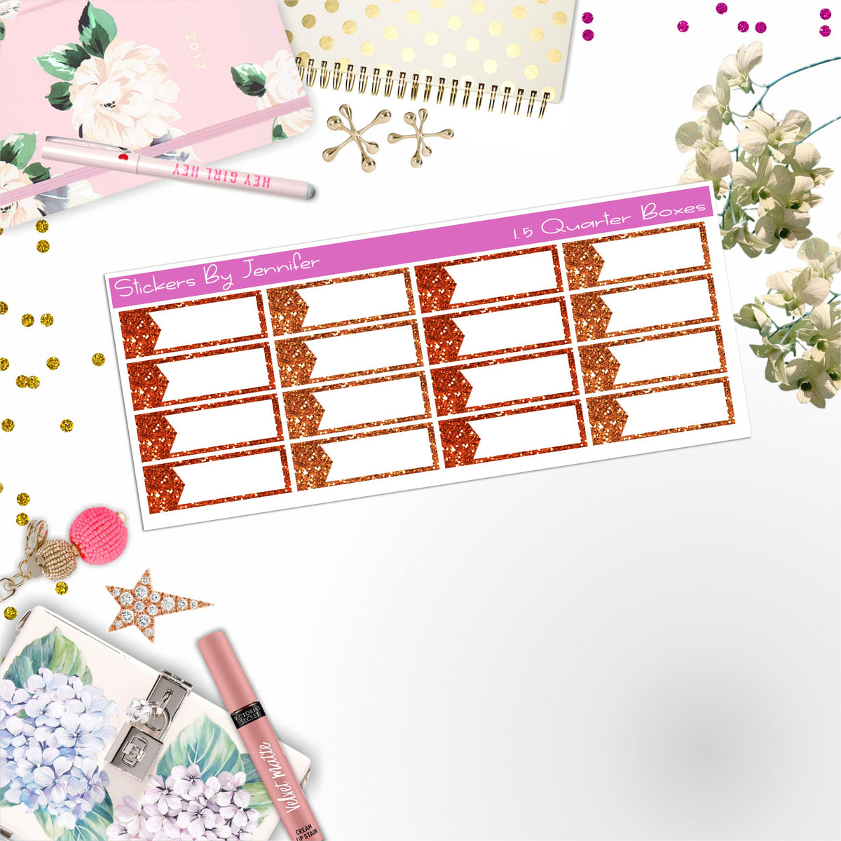 Quarter Boxes 024 Planner Stickers, Journal Stickers, Functional Planner Stickers, Stationary Stickers