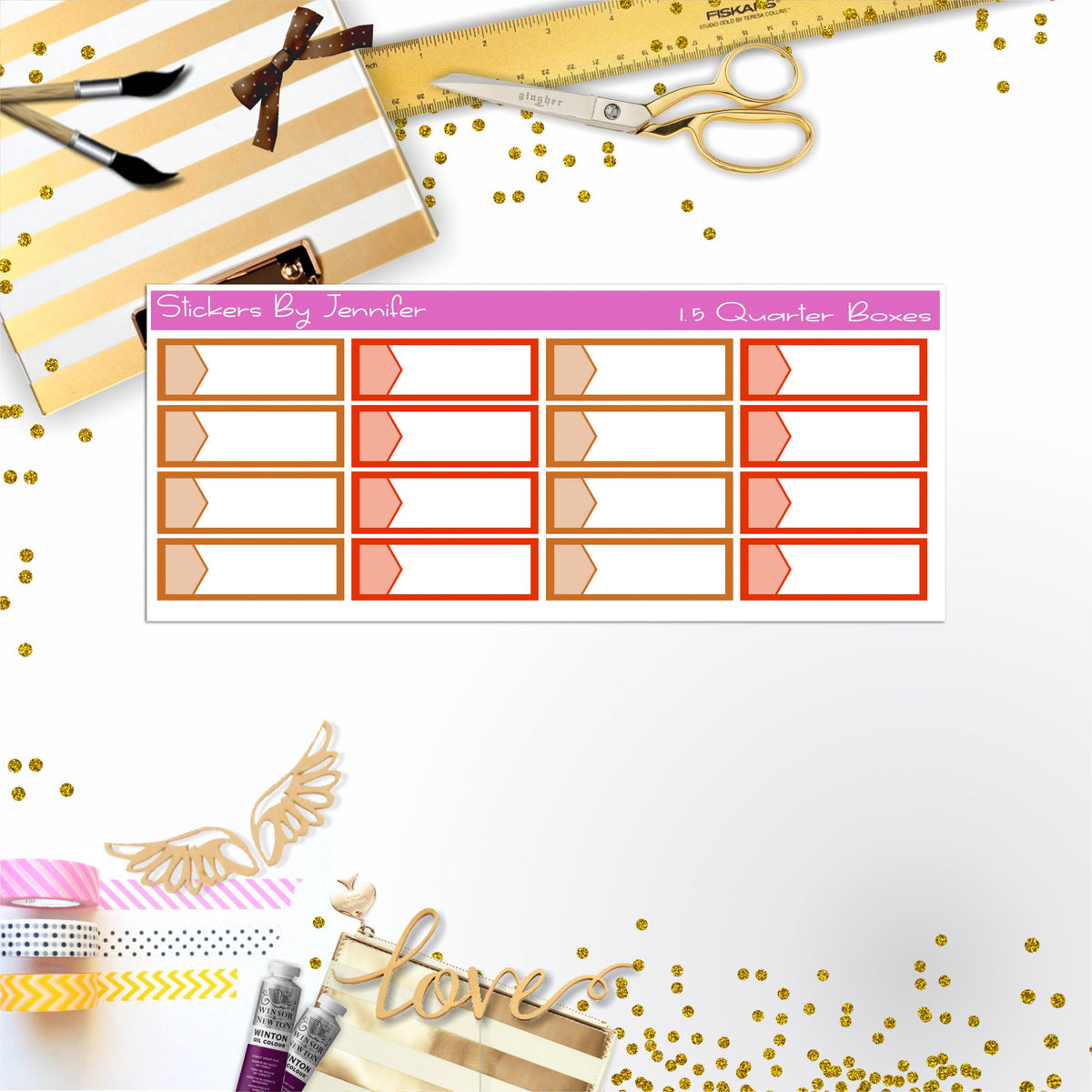 Quarter Boxes 025 Planner Stickers, Journal Stickers, Functional Planner Stickers, Stationary Stickers