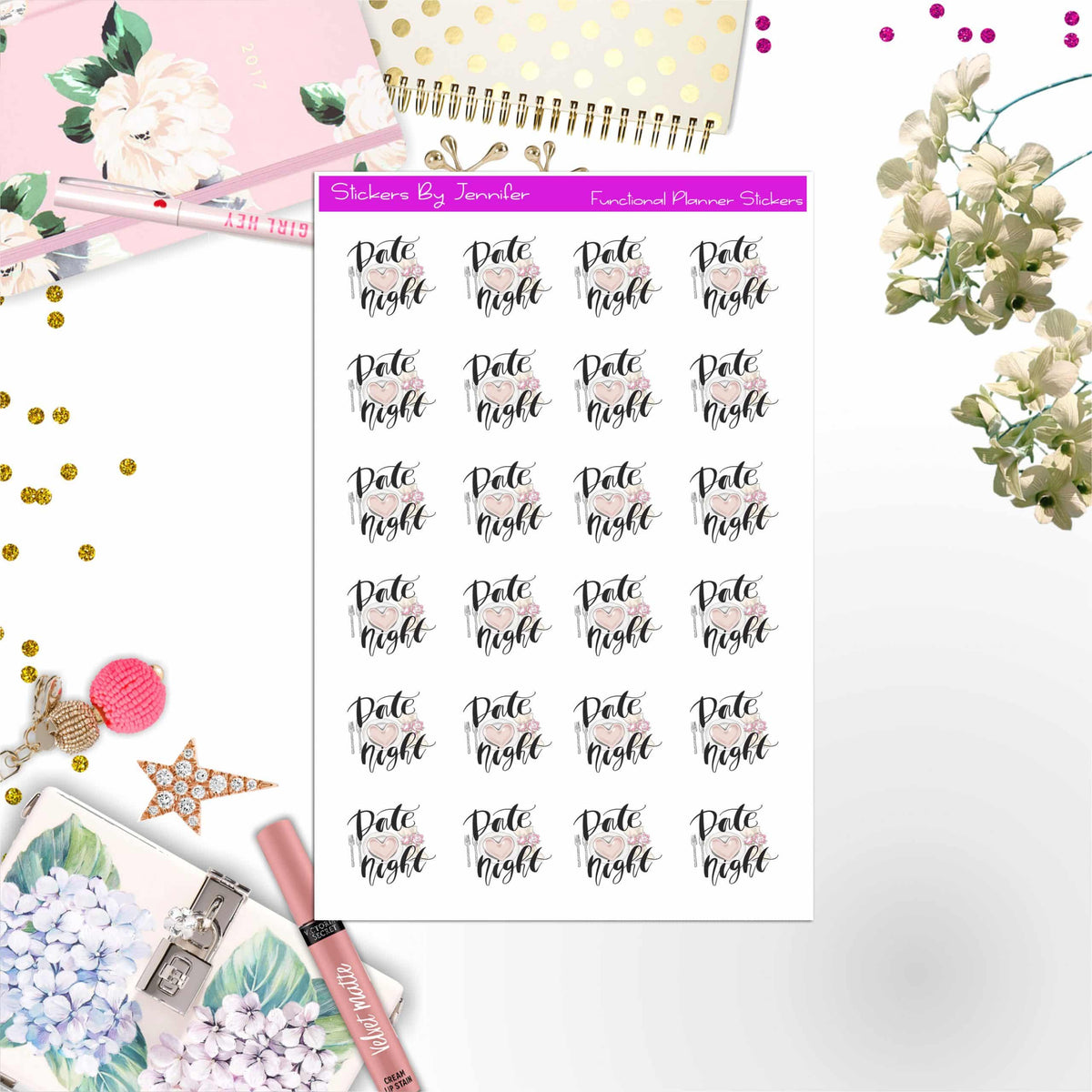 Date Night Icon Stickers, Bullet Journal Stickers, Functional Planner Stickers, Stationary Stickers