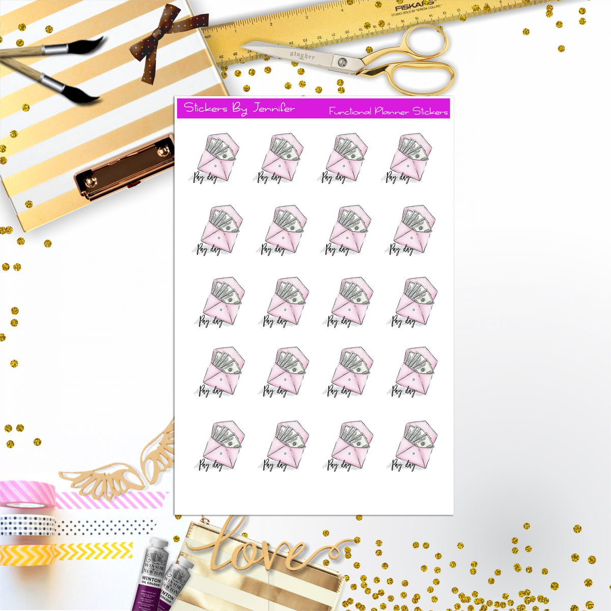 Pay Day Stickers, Planner Stickers, Journal Stickers, Functional Planner Stickers, Stationary Stickers