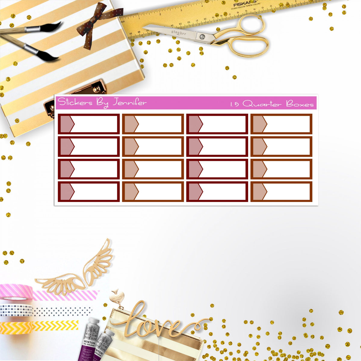 Quarter Boxes 026 Planner Stickers, Journal Stickers, Functional Planner Stickers, Stationary Stickers