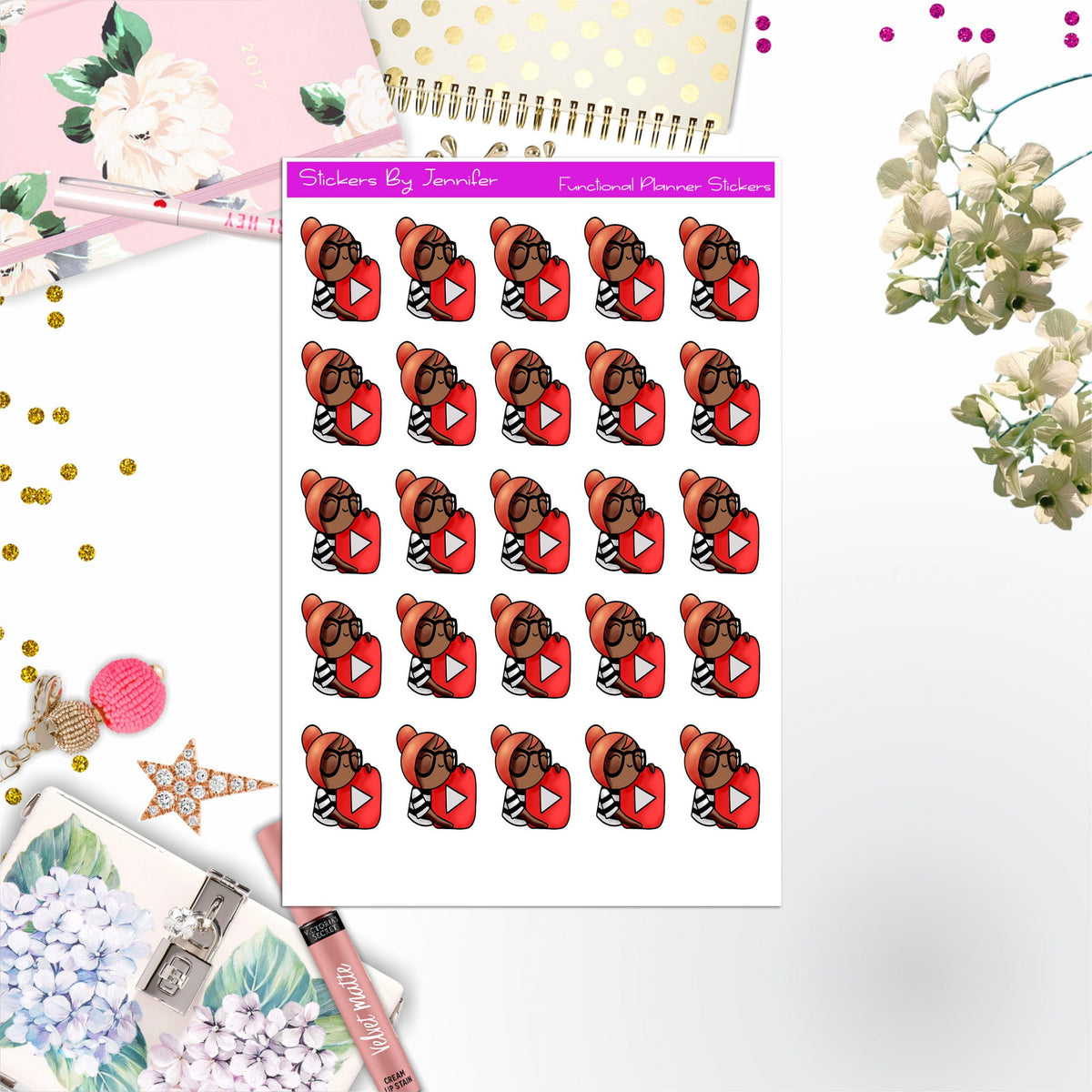 YouTube Stickers, Planner Stickers, Journal Stickers, Functional Planner Stickers, Stationary Stickers
