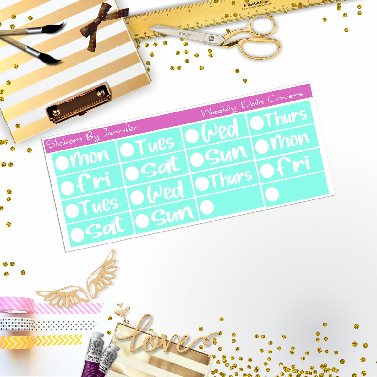 Weekly Date Covers R028 Planner Stickers, Journal Stickers, Functional Planner Stickers, Stationary Stickers