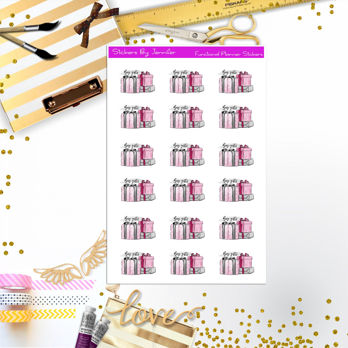 Buy Gifts Stickers, Planner Stickers, Journal Stickers, Functional Planner Stickers, Stationary Stickers
