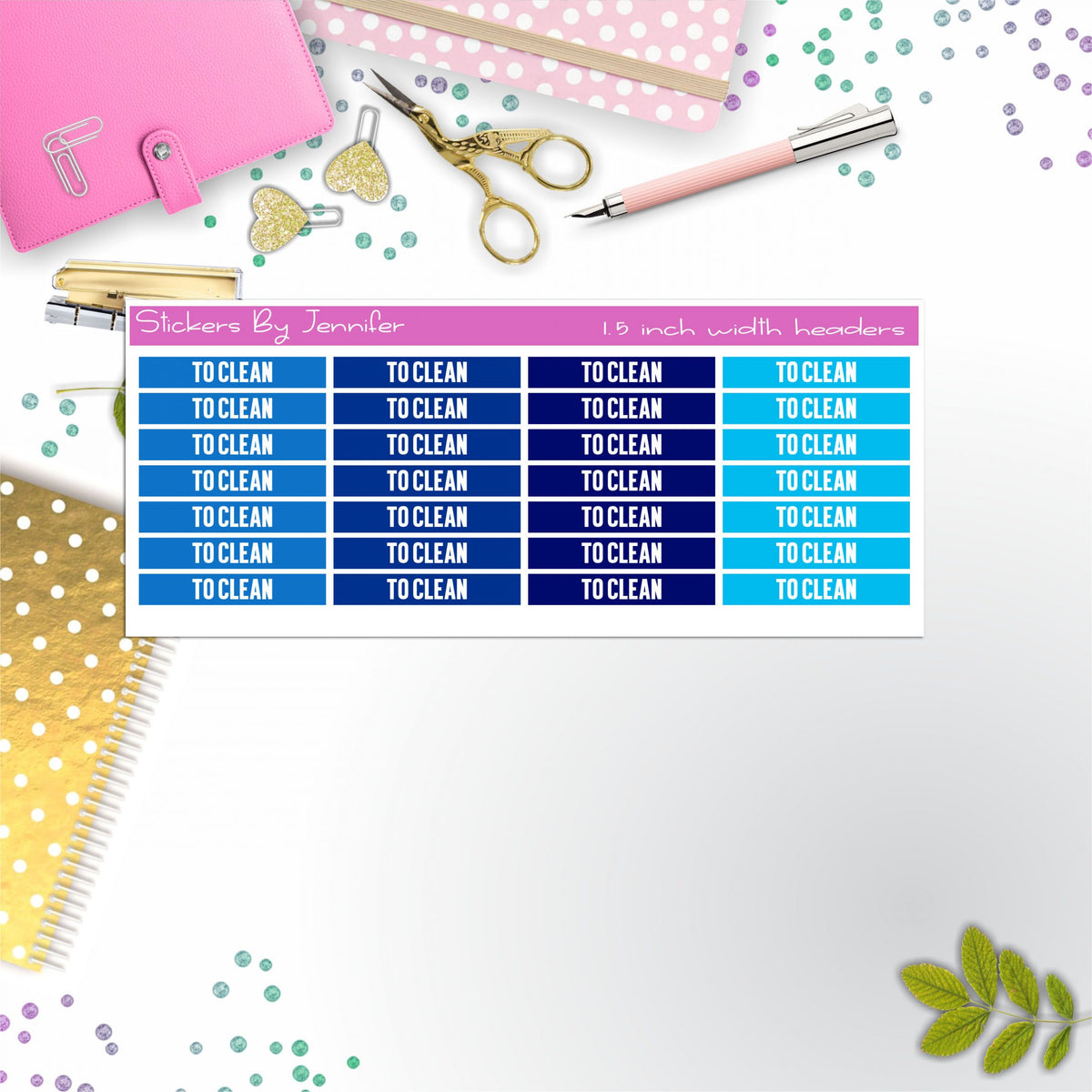 To Clean 003 Planner Headers, Planner Stickers, Journal Stickers, Functional Planner Stickers, Stationary Stickers