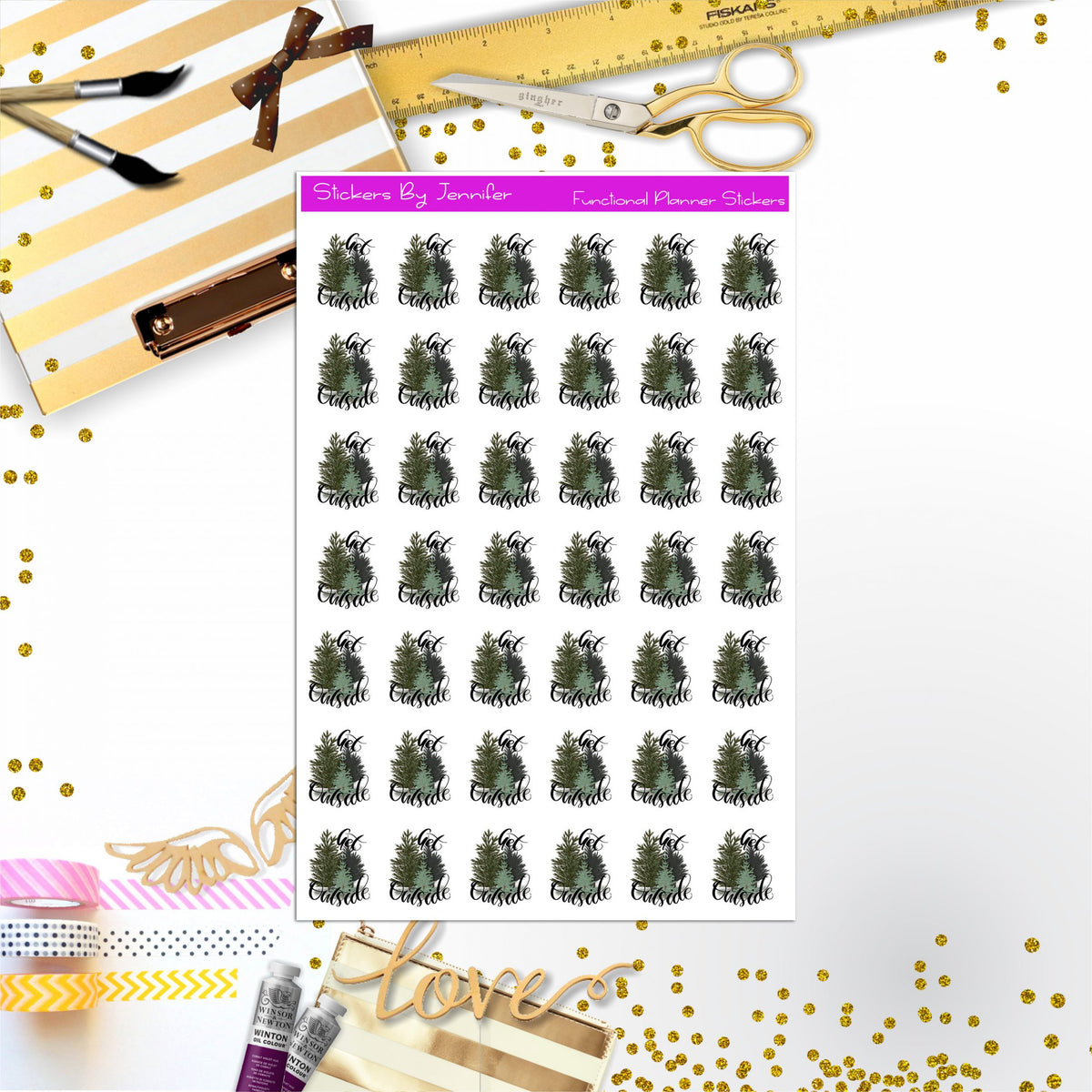 Get Outside Icon Stickers, Planner Stickers, Journal Stickers, Functional Planner Stickers, Stationary Stickers