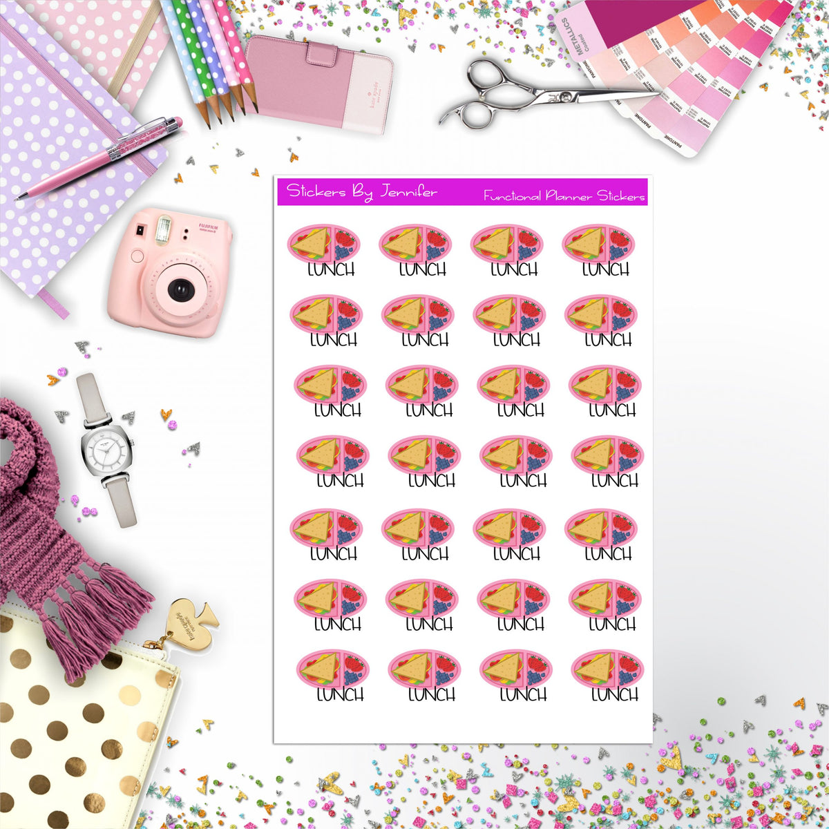 Lunch Icon Planner Stickers, Bullet Journal Stickers, Functional Planner Stickers, Stationary Stickers