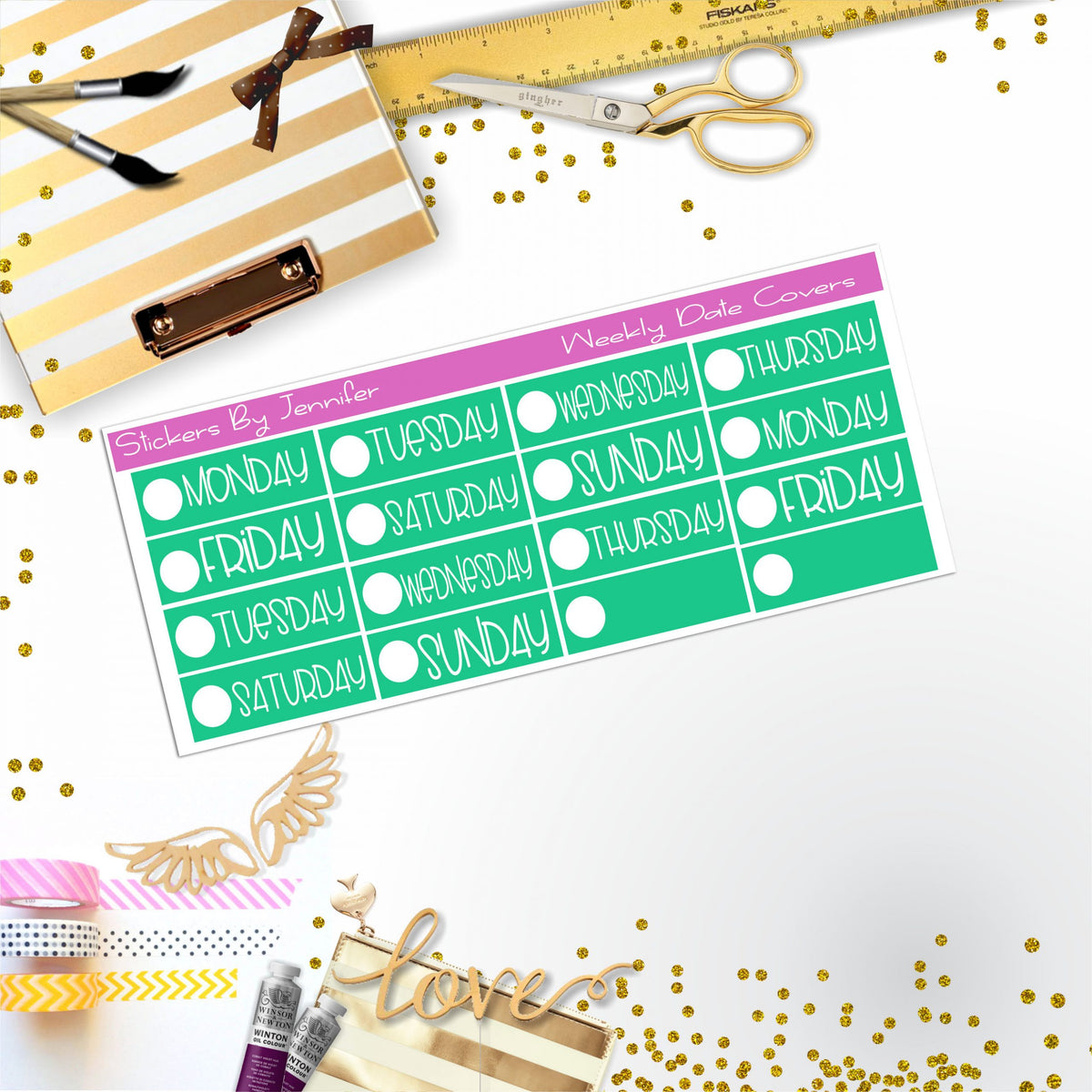 Weekly Date Covers P031 Planner Stickers, Journal Stickers, Functional Planner Stickers, Stationary Stickers