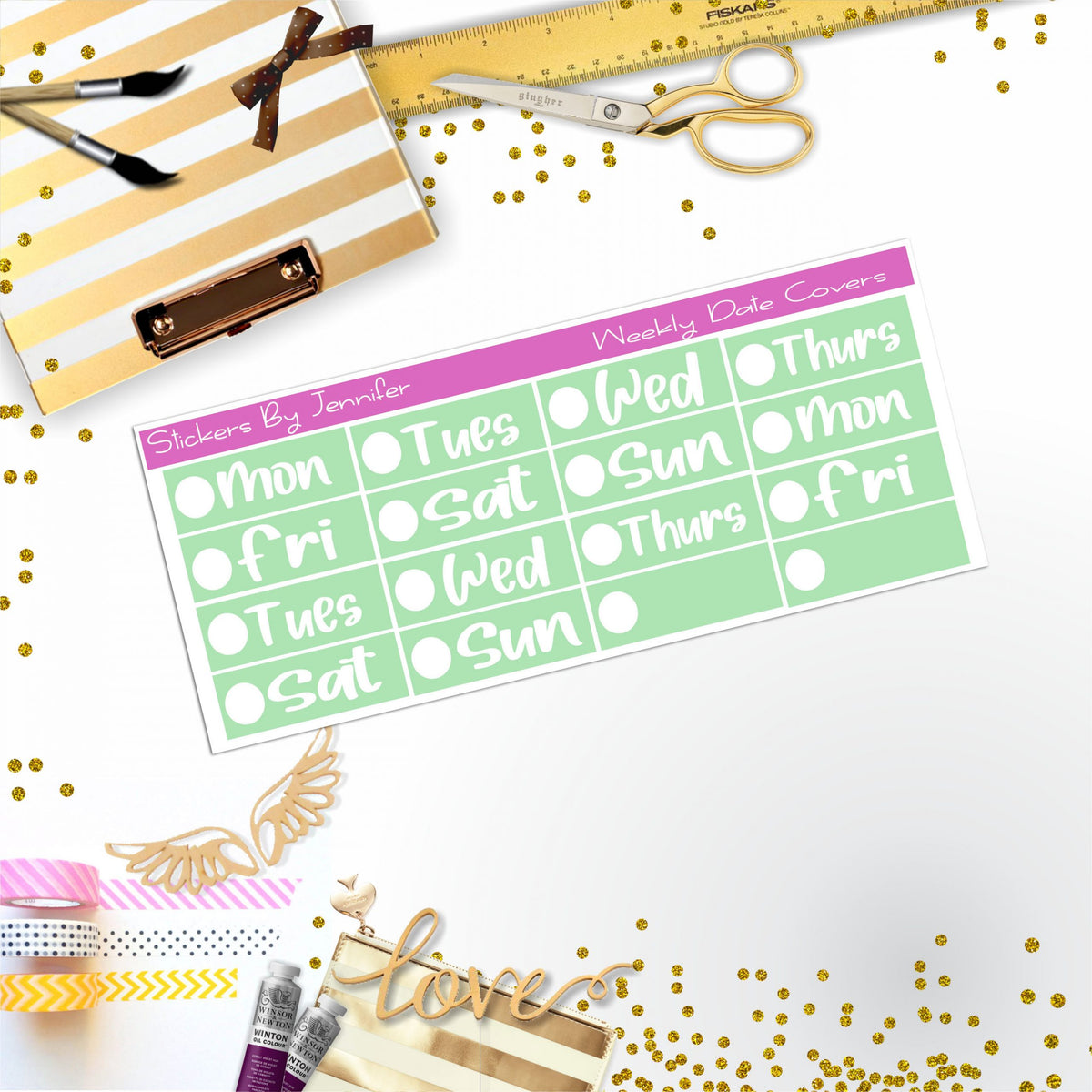 Weekly Date Covers R032 Planner Stickers, Journal Stickers, Functional Planner Stickers, Stationary Stickers