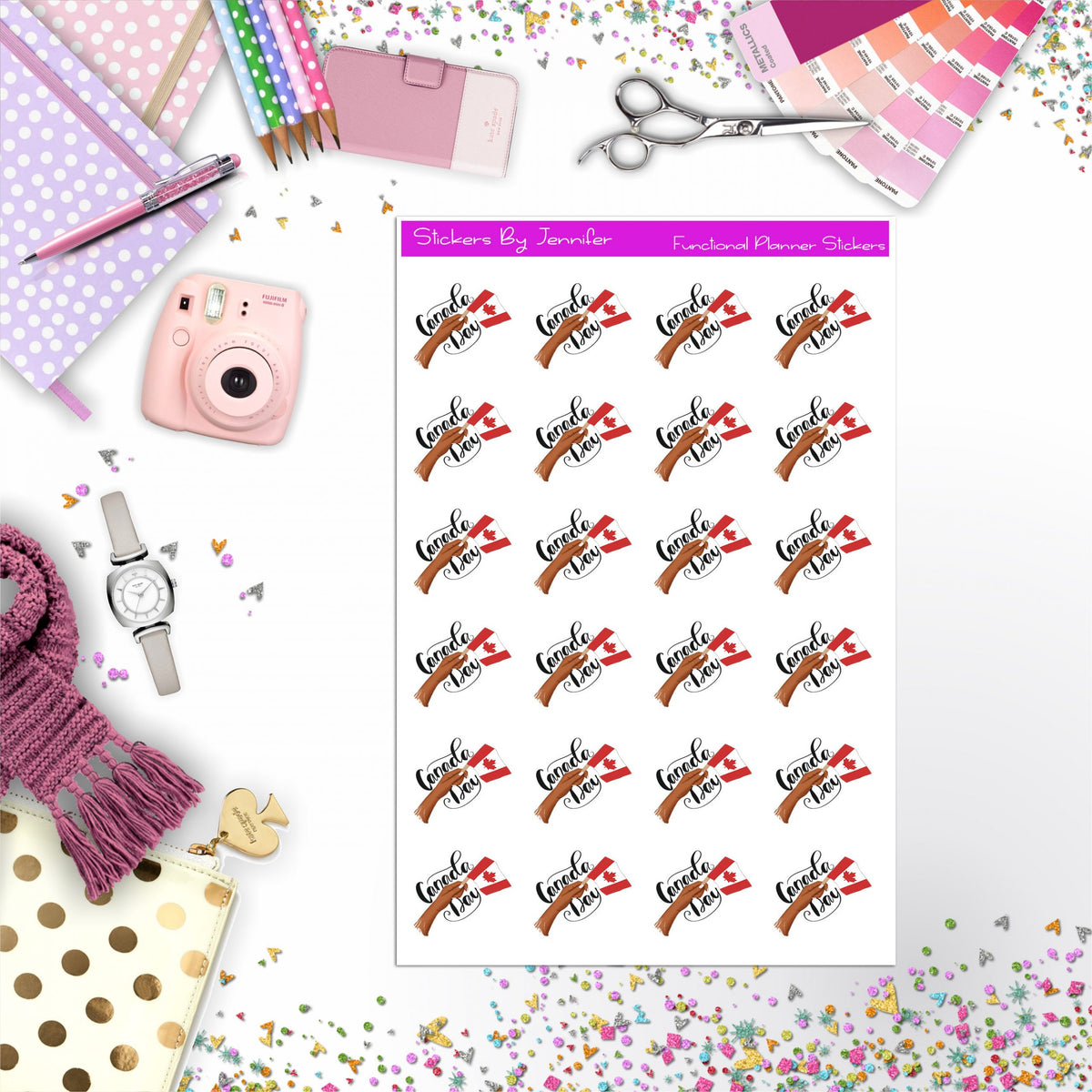 Canada Day Year Planner Stickers, Bullet Journal Stickers, Functional Planner Stickers, Stationary Stickers