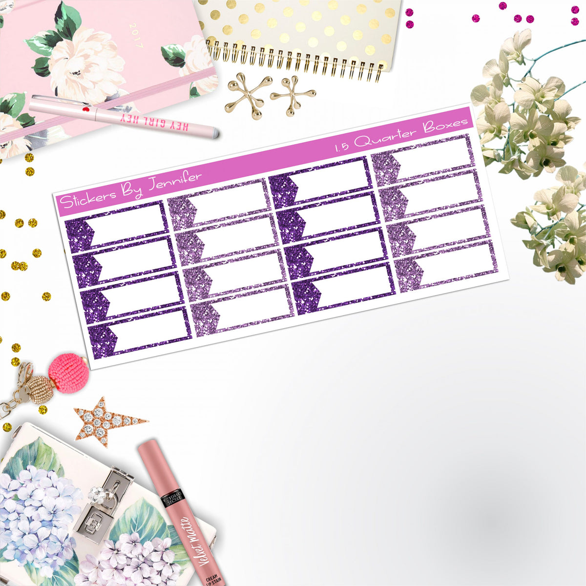 Quarter Boxes 033 Planner Stickers, Journal Stickers, Functional Planner Stickers, Stationary Stickers